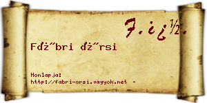 Fábri Örsi névjegykártya